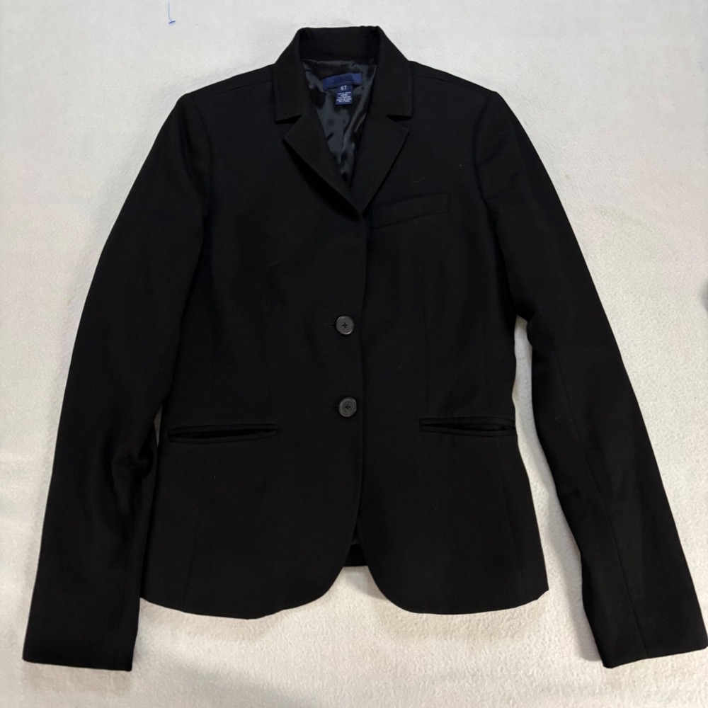 J.Crew Womens Black 100% Wool 2-Button Tailored Blazer Jacket Size 6T Tall